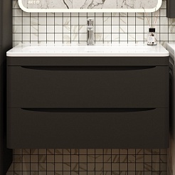 Style Line Мебель для ванной Бергамо Мини 90 Люкс антискрейтч Plus подвесная черная – фотография-4